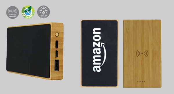 BAMBOO POWER BANK LIGHT UP LOGO